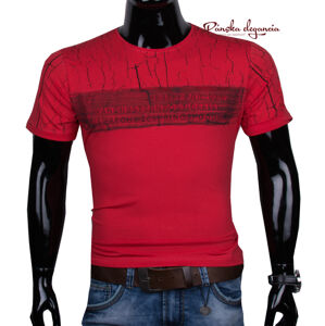 11444-64 Červené pánske tričko v trendovom prevedení.