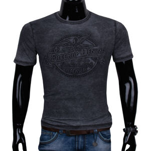 11444-74 Čierne pánske tričko s 3D vzorom.