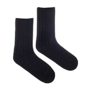 Vlnené ponožky Vlnáč rebro čierne