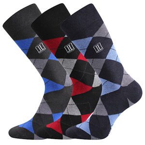 VoXX Ponožky Lonka Dikarus mix B káro tmavé, 3 páry Veľkosť ponožiek: 43-46 EU EUR