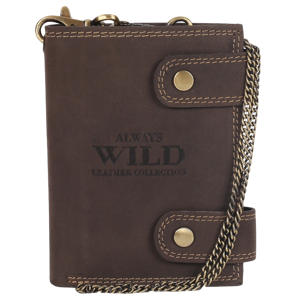 Atraktívna pánska kožená peňaženka s mosadznou retiazkou - Always Wild