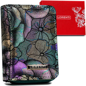 Malá, kožená dámska peňaženka s kvetinovým vzorom — Lorenti