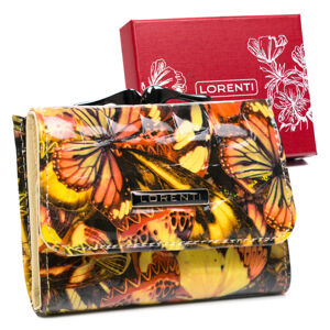 Malá, kožená peňaženka pre ženy s potlačou motýľov— Lorenti