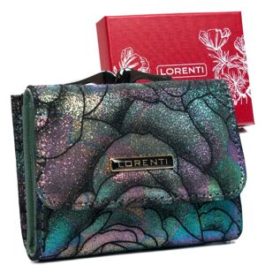 Malá dámska kožená peňaženka s dúhovými kvetmi — Lorenti