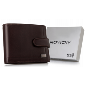 Kožená pánska peňaženka s RFID systémom uzatváraná na patentku - Rovicky