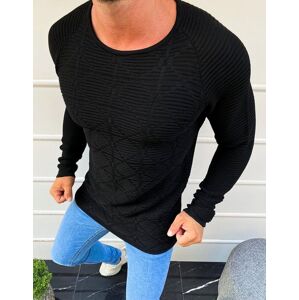 Pánsky čierny sveter v módnom prevedení WX1598