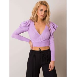 Dámsky fialový sveter s naberanými rukávmi 179-SW-4455.86P-liliowy Veľkosť: S/M