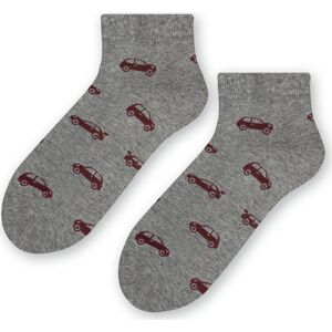 Sivé pánske/chlapčenské ponožky s potlačou áut Art.025 HA048, GRAY MELANGE Veľkosť: 44-46