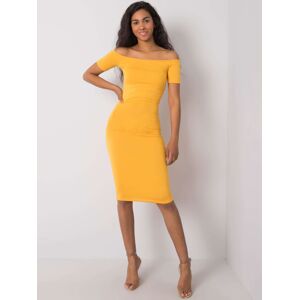 Žlté dámske priliehavé šaty RV-SK-6696.65-yellow Veľkosť: S