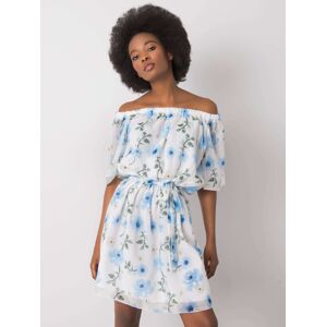 Biele dámske šaty s modrými kvetmi LK-SK-508208.65P-white Veľkosť: 38