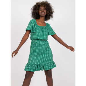 Zelené mini šaty s bodkami RO-SK-ELB-2316.38X-green Veľkosť: L