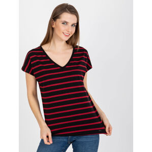 Červeno-čierne pruhované dámske tričko RV-TS-8567.26-black-red Veľkosť: XL