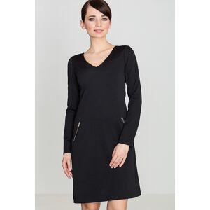 Čierne šaty s rozšírenou sukňou a zipsami K078 Veľkosť: M