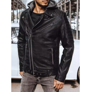 Čierna koženková bunda s kapucňou TX4244 Veľkosť: 2XL