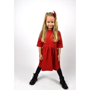 Dievčenské šaty s vreckami - červená Veľkosť dieťa 1: 128/134