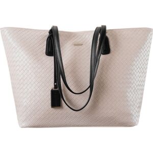 David Jones Smotanová shopper bag s pleteným efektom CM6019 create WHITE Veľkosť: ONE SIZE