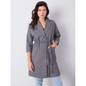 Sivý kabát so šnúrkou v páse RL-PL-2718.29P-grey Veľkosť: 2XL