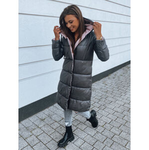 Sivo-fialový obojstranný dlhý kabát KERMIT TY2863 Veľkosť: S
