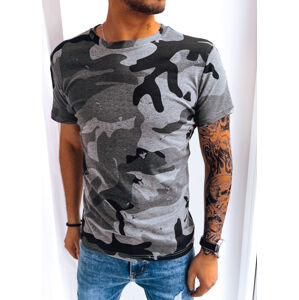 Tmavosivo-čierne pánske tričko s maskáčovou potlačou RX5083 Veľkosť: L