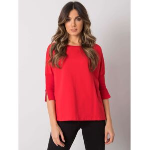 Červené dámske oversize tričko s 3/4 rukávmi RV-BZ-7362.19-red Veľkosť: L/XL