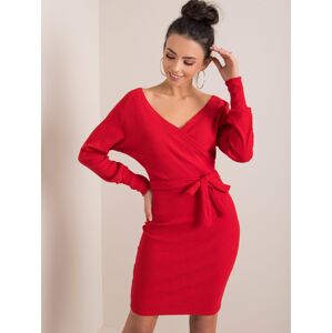 Dámske červené šaty s opaskom RV-SK-5297.23P-red Veľkosť: M