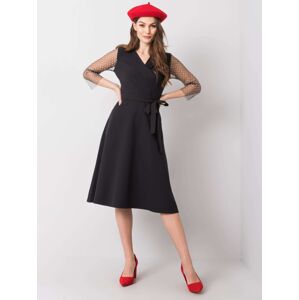 Čierne elegantné šaty s bodkami na rukávoch -LK-SK-507852.09X-black Veľkosť: 40