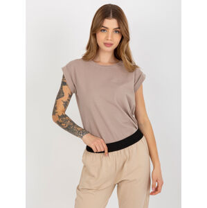 Béžové dámske basic tričko RV-TS-4833.22X-dark beige Veľkosť: L