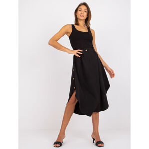 Čierna midi sukňa s gombíkmi -CHA-SD-1242.36-black Veľkosť: L/XL