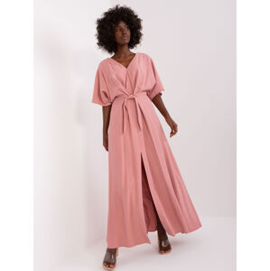 Ružové maxi šaty s rozparkom -CHA-SK-0608-1.68-dark pink Veľkosť: L/XL