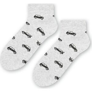 Pánske/chlapčenské sivé ponožky s autami Art.025 IA047, LIGHT GRAY MELANGE Veľkosť: 41-43