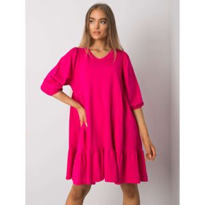 Tmavo ružové dámske voľné šaty RV-SK-7248.09P-fuchsia Veľkosť: L/XL