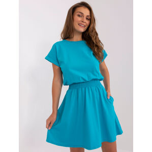 Modré bavlnené šaty s vreckami WN-SK-657.13-blue Veľkosť: L
