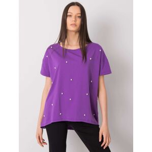 Fialové tričko s perličkami FA-BZ-7059.33P-fiolet Veľkosť: ONE SIZE