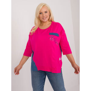 Tmavoružové tričko s modrými detailmi RV-BZ-9409.42-dark pink Veľkosť: ONE SIZE