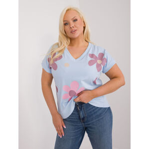 Svetlomodré tričko s kvetinovou potlačou RV-BZ-9607.73-light blue Veľkosť: ONE SIZE