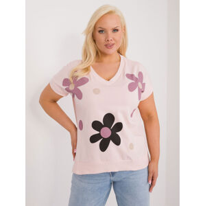 Svetloružové tričko s kvetinovou potlačou RV-BZ-9607.73-light pink Veľkosť: ONE SIZE