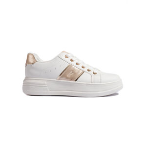 Biele športové sneakersy so zlatými detailmi X3731GO Veľkosť: 38