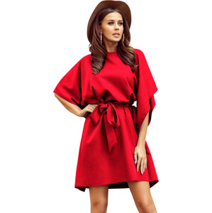 Elegantné šaty NICOLA s opaskom - červené 287-3 Veľkosť: S/M