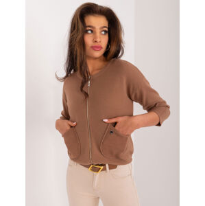 Hnedý sveter na zips s vreckami PM-SW-B02A.38X-brown Veľkosť: S/M