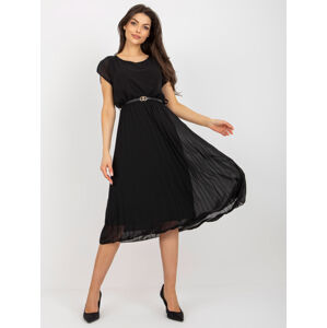 Čierne plisované midi šaty DHJ-SK-8839-1.23X-black Veľkosť: ONE SIZE