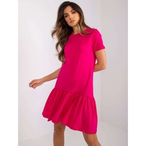 Ružové dámske voľné mini šaty RV-SK-5631.02X-fuchsia Veľkosť: L