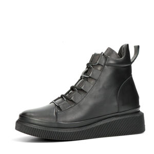 ETIMEĒ dámske kožené členkové topánky na zips - čierne - 39