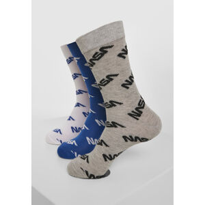 Mr. Tee NASA Allover Socks 3-Pack blue/grey/white - 35–38