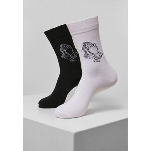 Mr. Tee Pray Hands Socks 2-Pack black/white - 35–38