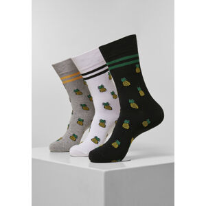 Mr. Tee Recycled Yarn Pineapple Socks 3-Pack white/heather grey/black - 35–38