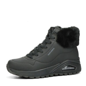 Skechers dámske zimné členkové topánky s kožušinou - čierne - 36
