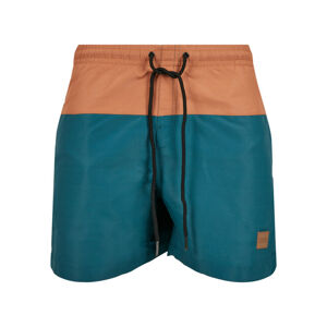 Urban Classics Block Swim Shorts teal/toffee - XS