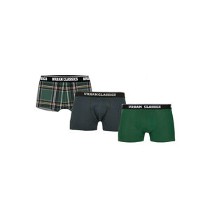 Urban Classics Boxer Shorts 3-Pack dgrn plaidaop+btlgrn/dblu+dgrn - M