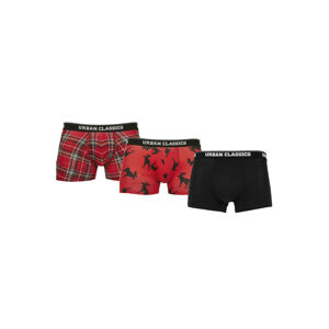 Urban Classics Boxer Shorts 3-Pack red plaid aop+moose aop+blk - M