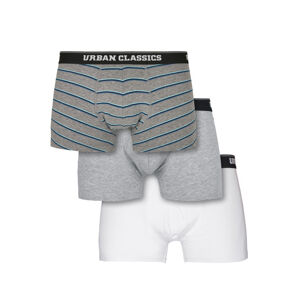 Urban Classics Boxer Shorts 3-Pack wide stripe aop + grey + white - S